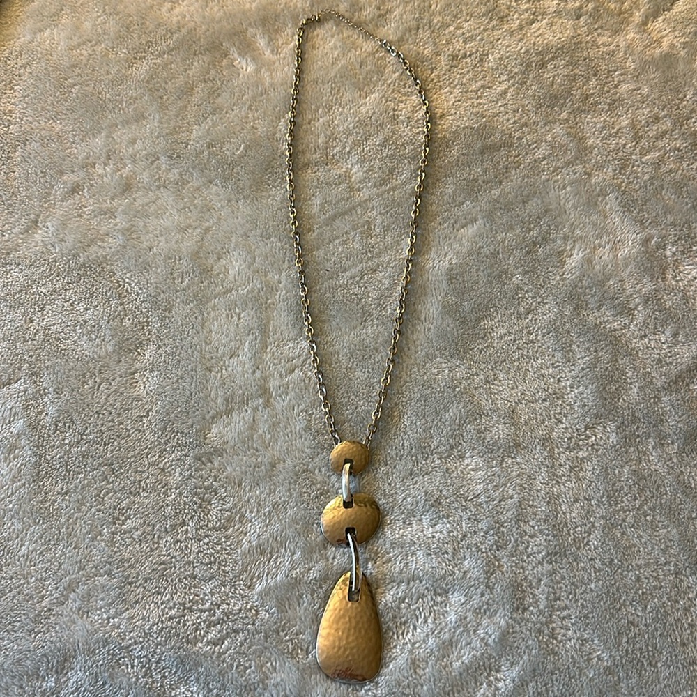 Long Silver Statement Necklace with Adjustable Chain